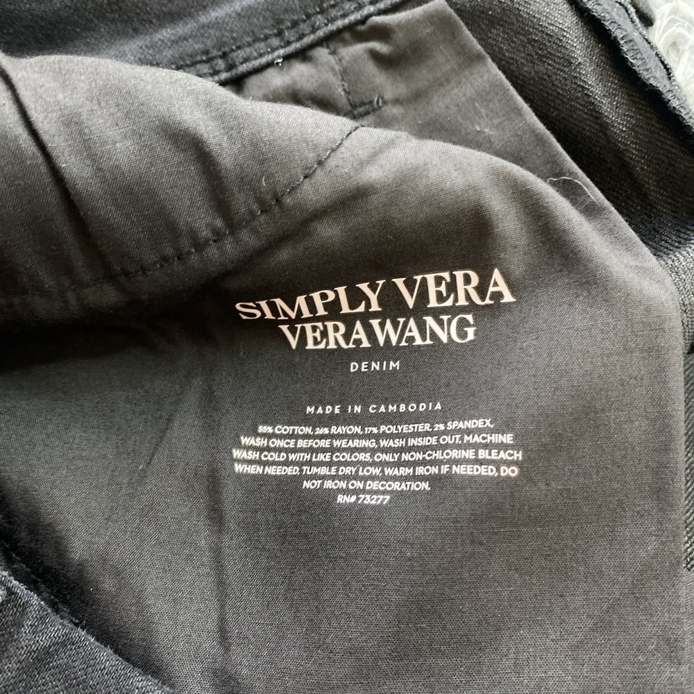 New Simply Vera Women's Sz 6P Wang Denim Skinny Mid Rise Stretch Jeans Black - Picture 9 of 11